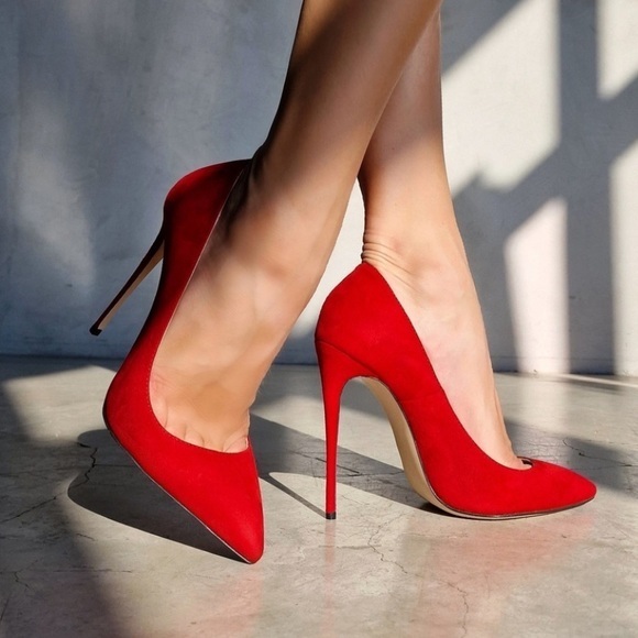 SCHUTZ Shoes - Schutz Scarlet Red Suede Pumps High Heels 4 1/2 inch heel